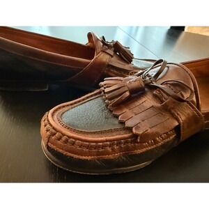 Johnston &‎ Murphy Tasseled Kiltie Loafer Mens 9.5M Black/Brown Leather Slip-On